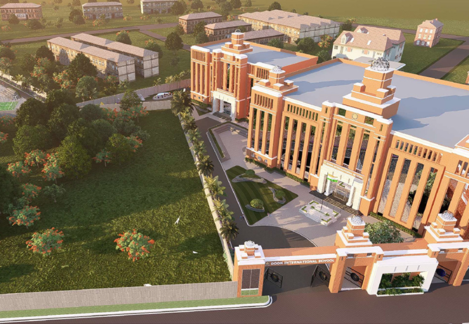Aerial view of Doon International School Hyderabad campus