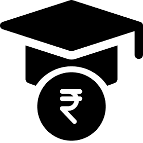 Graduation cap with rupee symbol